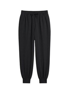 NWOT Black Drawstring Elastic Waistband Jogger Lounge Pants Athleisure | Medium